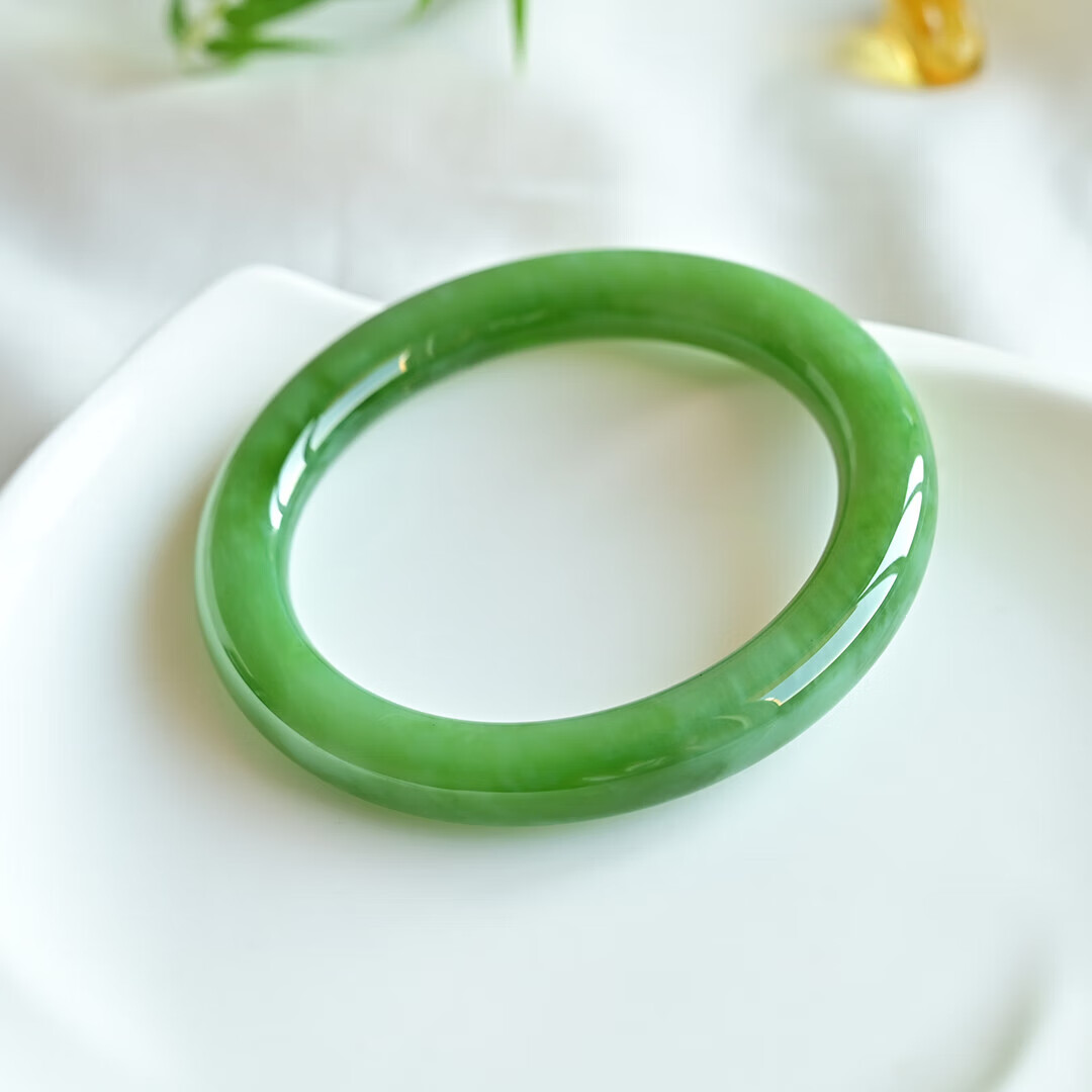 托托贴贴 碧玉猫眼手镯 57圈粉青猫眼圆条福镯碧玉镯子sn1420