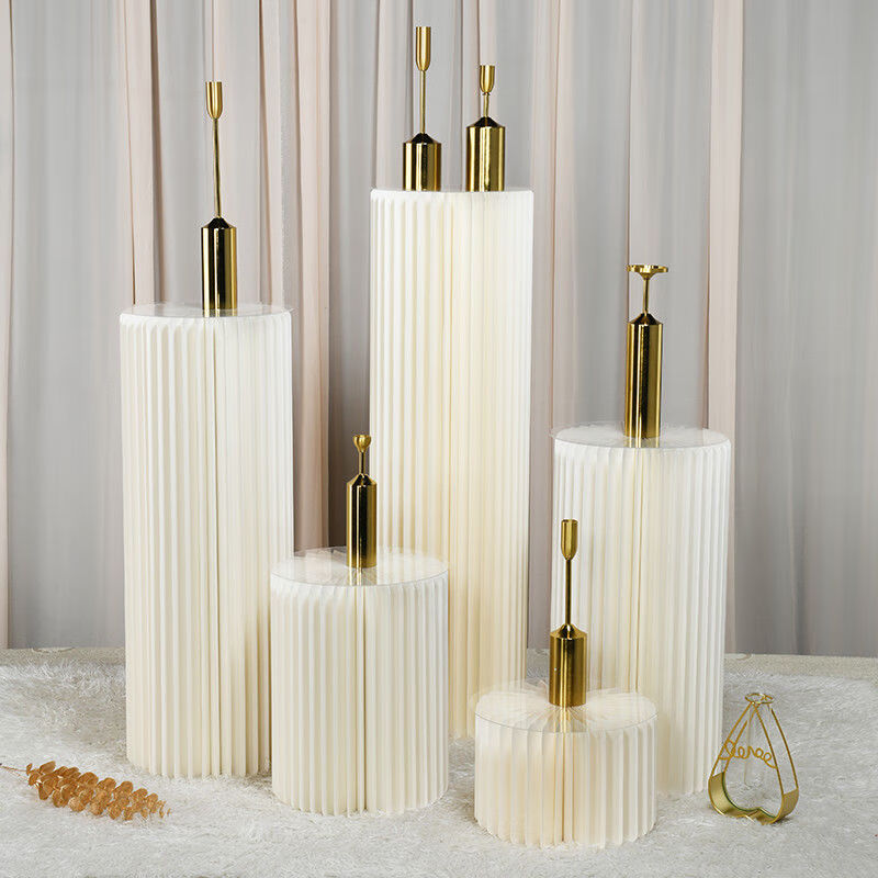 阿尤布婚庆道具摆件创意甜品台罗马柱路引一周岁生日派对装饰布置 白.色（直径30CM）加密 高40-80CM三.件套（+面板）