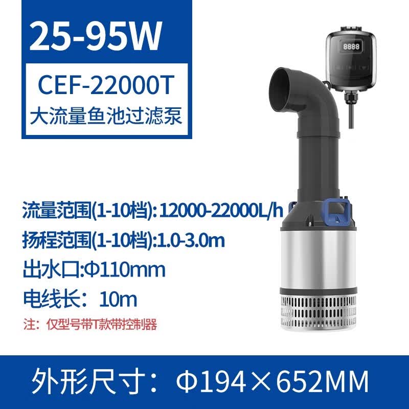 grech锦鲤鱼池水泵循环过滤仓水泵大流量变频潜水泵推水烟斗泵造浪泵