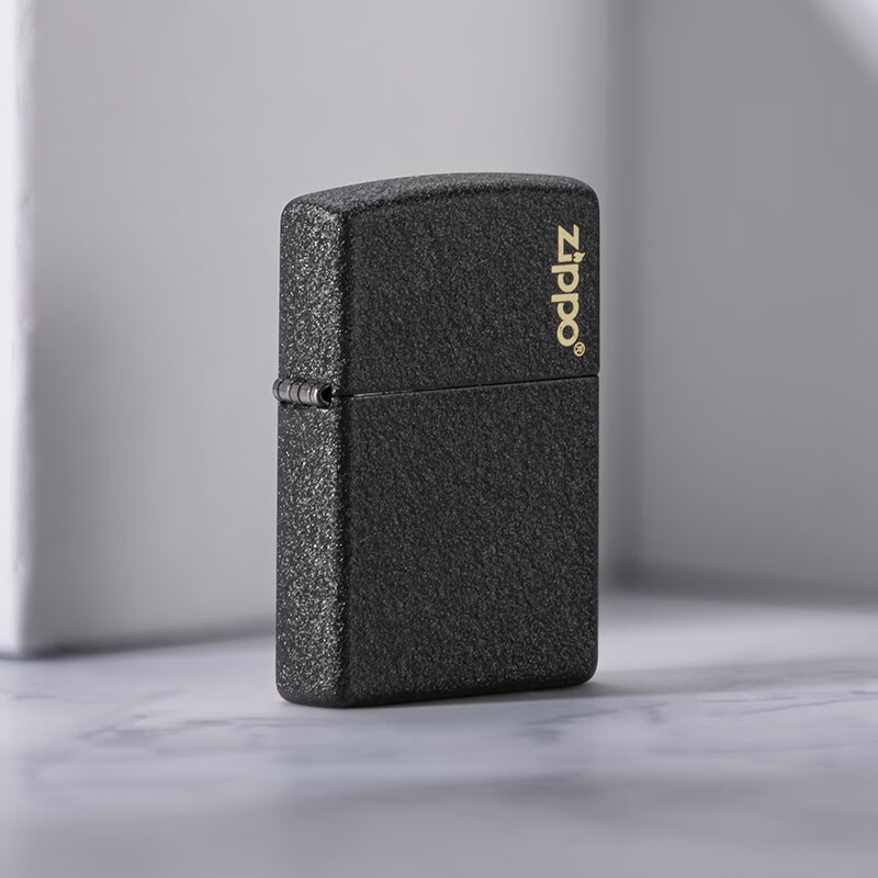 ZIPPO打火机官方旗舰店正品520礼物送男友黑裂漆236商标可定制刻字告白 黑裂漆-经典商标通用套装
