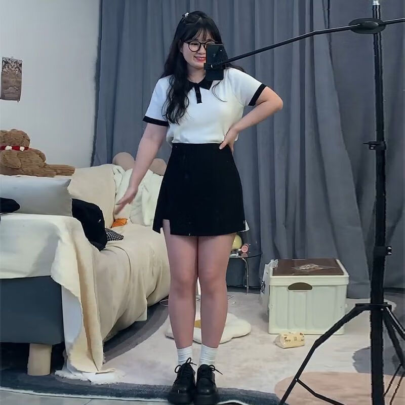 介彬中年女人中长款过膝a字半身裙松紧腰黑色大码微胖半身裙女春夏季