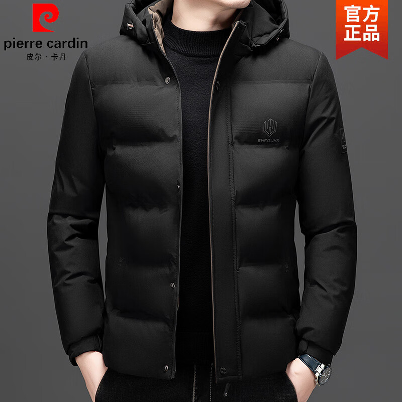 皮爾卡丹（pierre cardin）男士短款棉衣冬季加厚男裝棉服中年保暖綿襖爸爸冬裝外套防寒針織 黑色 170/84A