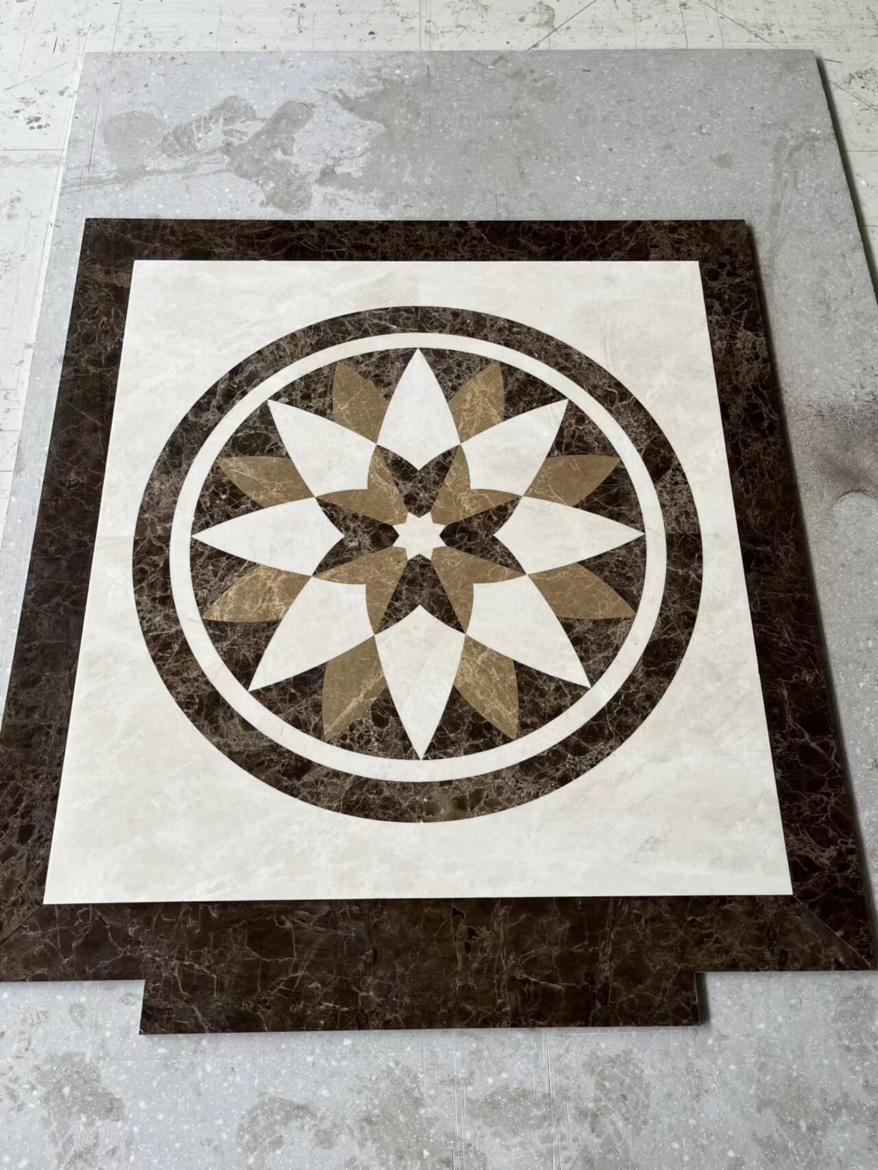 扬笙福定制天然石材电梯大理石水刀拼花玄关过道客厅餐厅电梯轻奢地面