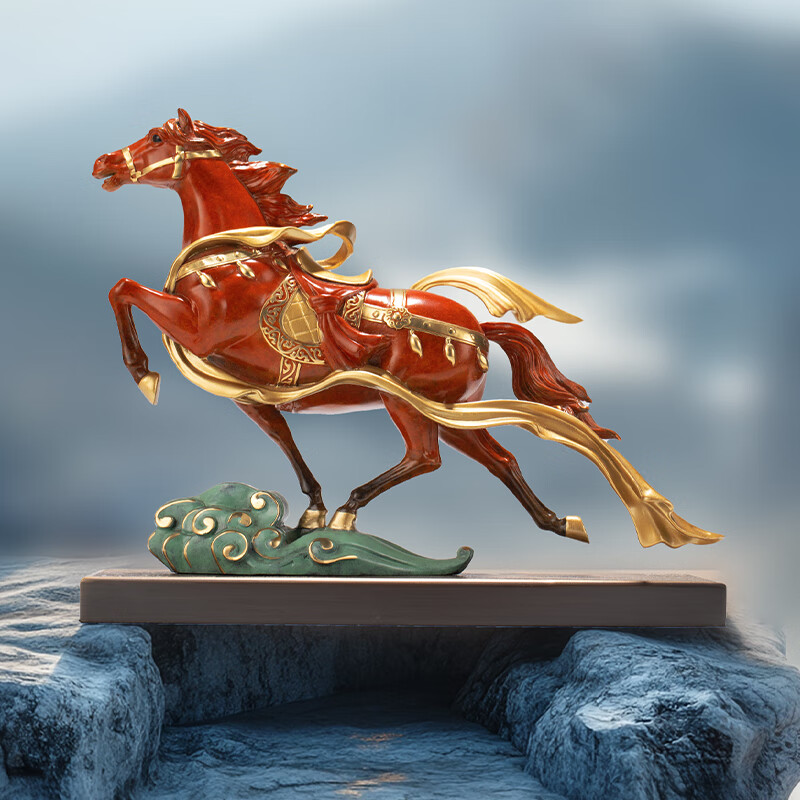 朱炳仁铜 平步青云 客厅书房办公桌桌面生效马摆件铜工艺品艺术礼 平步青云