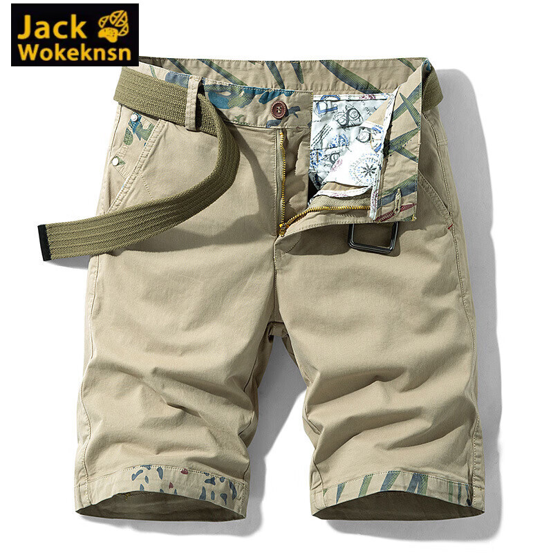 jack wokeknsn狼爪云休闲工装短裤男士夏季新款棉质沙滩裤东南亚宽松