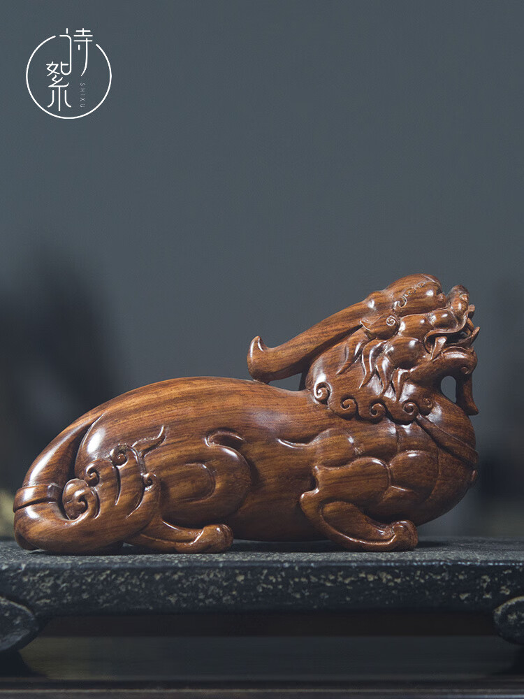 海南黄花梨汉代貔貅手把件老油梨湘工男士盘玩家居吉祥木雕摆件