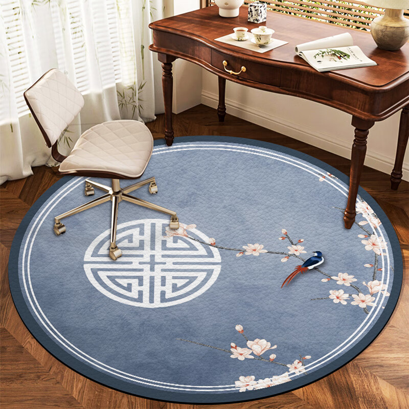 新中式圆形地椅子垫书房学习防滑垫电脑椅 风清月朗 60cm直径硅藻泥