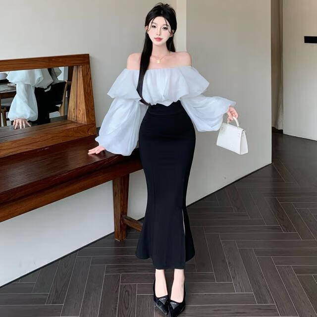 白上衣 鱼尾裙 s【建议85-95斤】