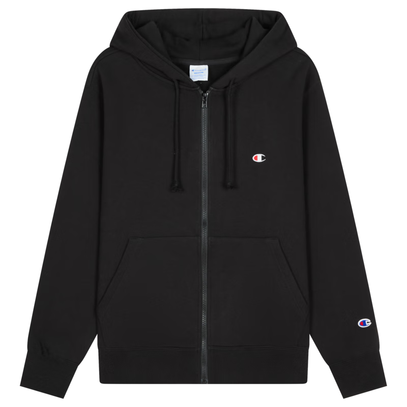 Champion【王俊凱同款】冠軍連帽衛(wèi)衣24新款刺繡小C開衫外套男休閑上衣 黑色 L