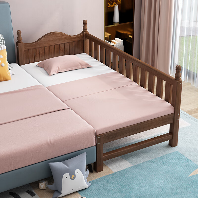 生态宜家【官方直销】宝宝床拼接极简实木儿童床延边高护栏大床婴儿床