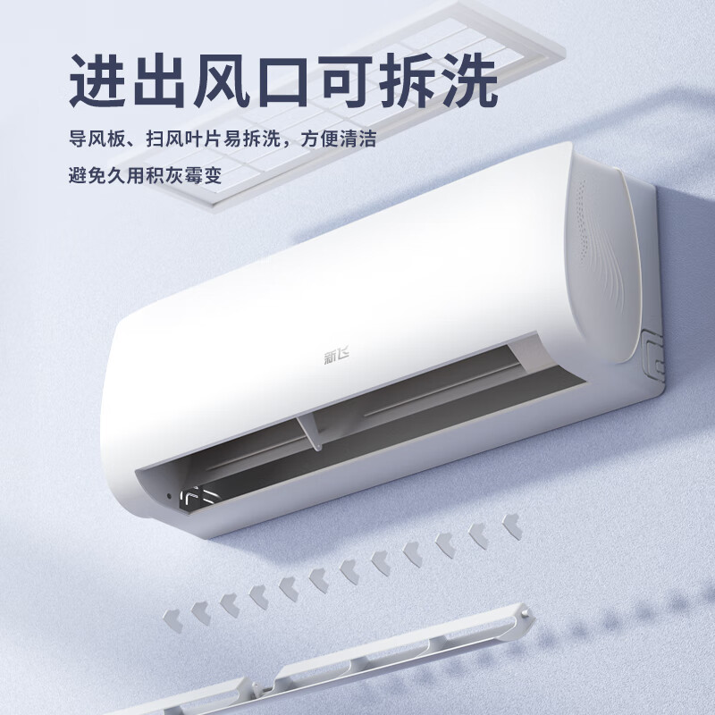 新飞空调 1.5匹冷暖定频 新能效单冷空调节能省电除湿 快速制冷 自清洁 家用出租房卧室宿舍壁挂机空调 大1匹 五级能效 单冷【10-16平】 含基础安装
