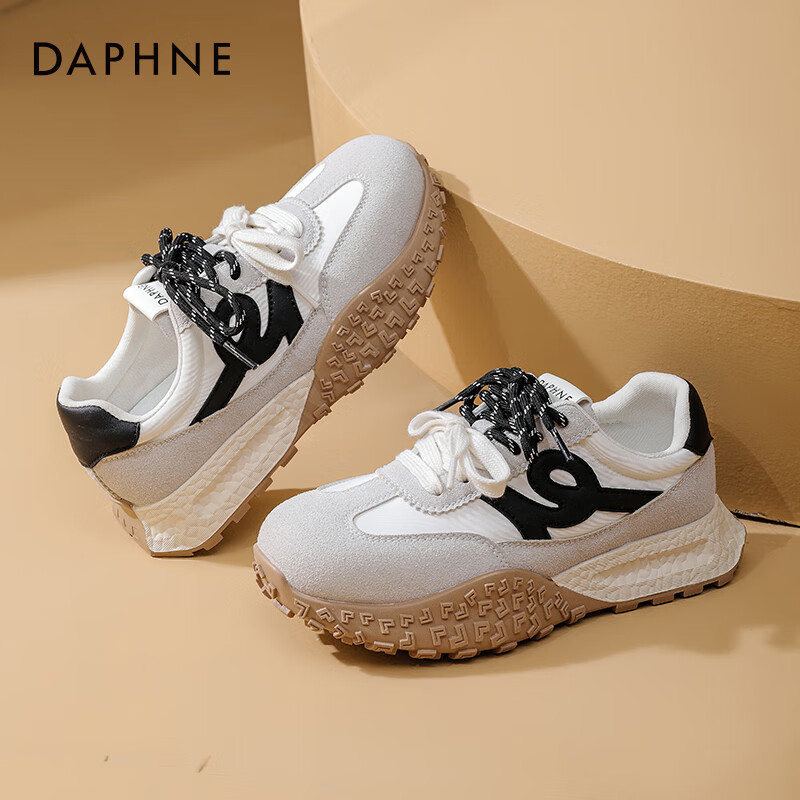 达芙妮官方厚底德训鞋女2025秋季女鞋增高软底运动休闲鞋百搭鞋子女ZJ 灰色 40