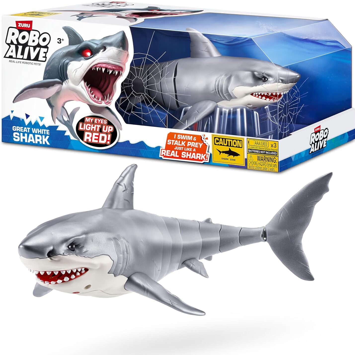 仿生巨齿鲨仿真电动大鲨鱼会游泳的戏水模型儿童洗澡玩具男孩 巨齿鲨