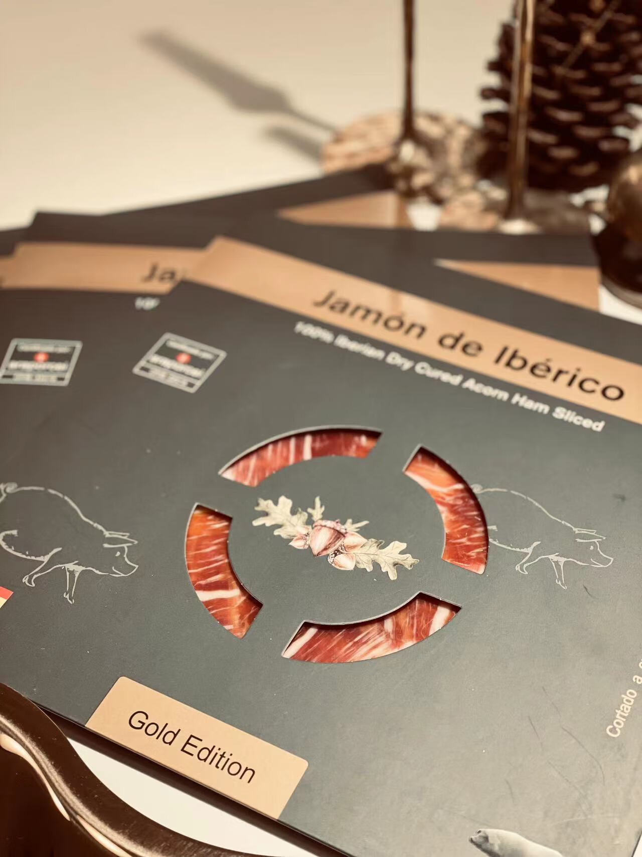 味之泉西班牙火腿 伊比利亚48个月橡果黑猪后腿jamon切片礼盒 开袋