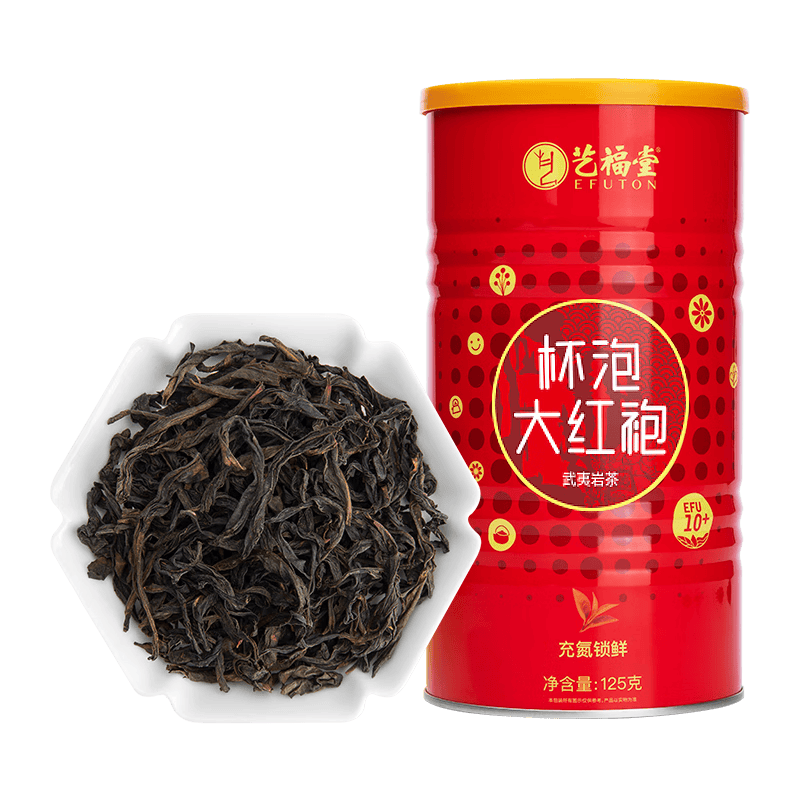 艺福堂茶叶 乌龙茶 杯泡大红袍 特级EFU10 武夷山岩茶花果香韵罐装125g