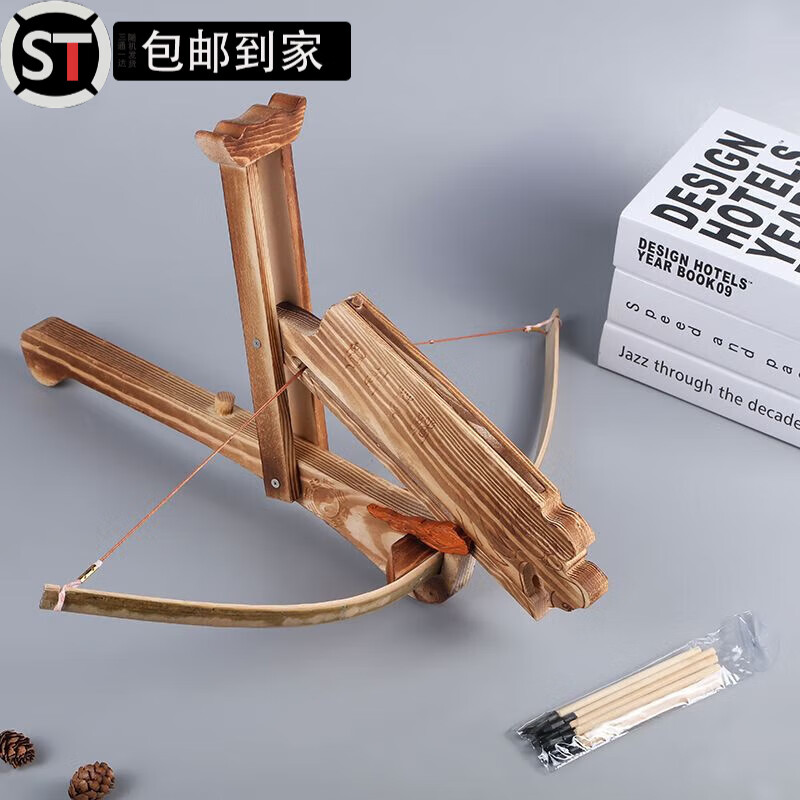 弩仿古木制兵器模型木质弓箭实木射击玩具套装男孩户外 诸葛连弩大号