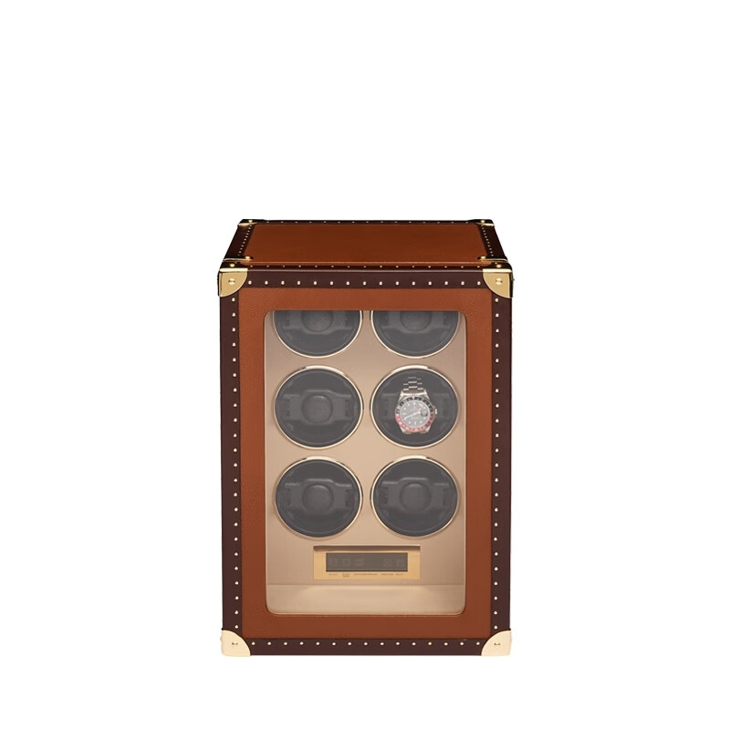 RAPPORT英国摇表器Romer进口腕表转表器收纳箱六表位手表自动转表晃表柜 棕褐色W646