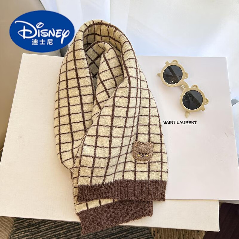 迪士尼(Disney)秋冬季针织卡通小熊条纹儿童围巾男女宝宝百搭款可爱婴儿围脖保暖 【品质】小围巾【9*120cm】 140*19cm【3岁---15岁】