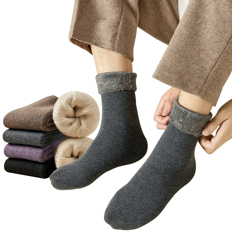 俞兆林8双装雪地袜子男士秋冬季中筒袜保暖加绒加厚长袜男士超厚