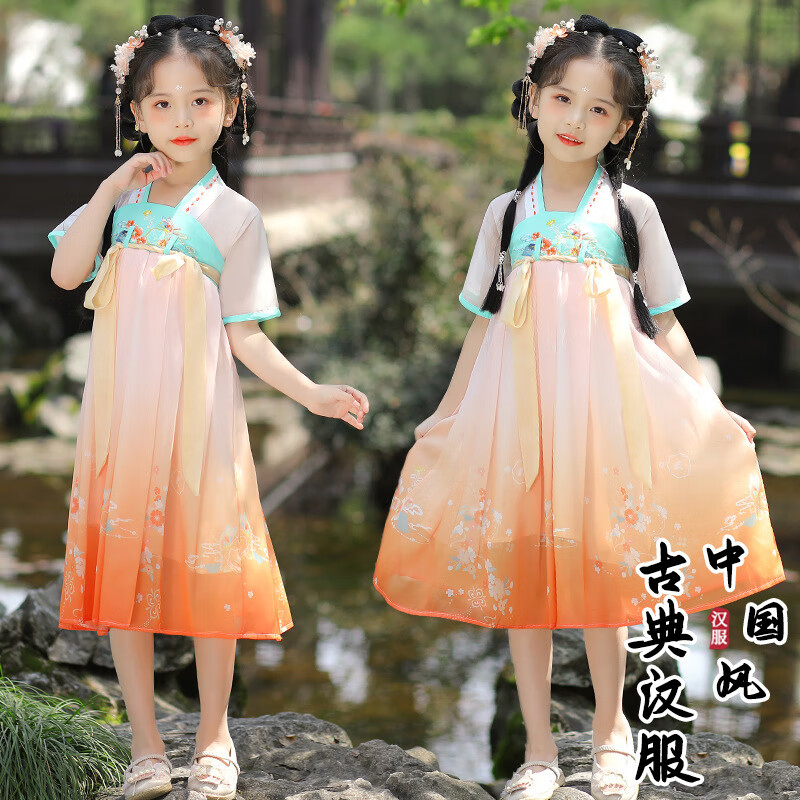 wonst汉服女童古风2024新款中国风春夏季唐装儿童仙气古装汉服连衣裙