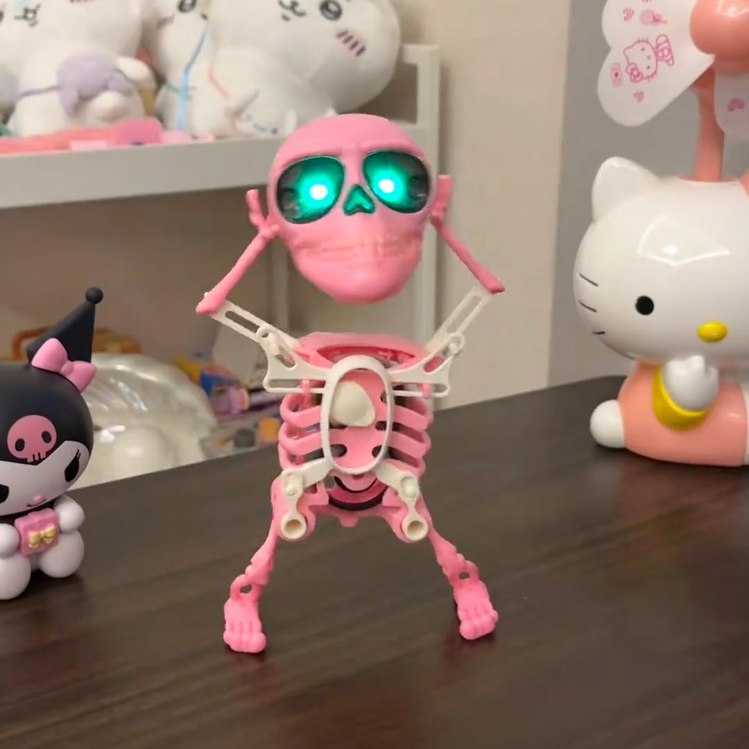 摇头晃脑骷髅人发光音乐骷髅小人创意整蛊发条玩具骨架摇摆晃动模