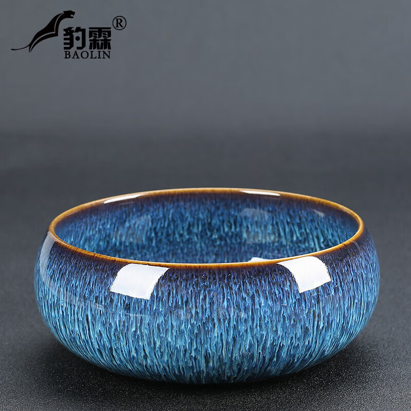 豹霖窯變藍(lán)色茶洗缸特大號水盂功夫筆洗杯盆茶具配件大全家用精品輕奢 茶洗-藍(lán)盞-直徑17-18