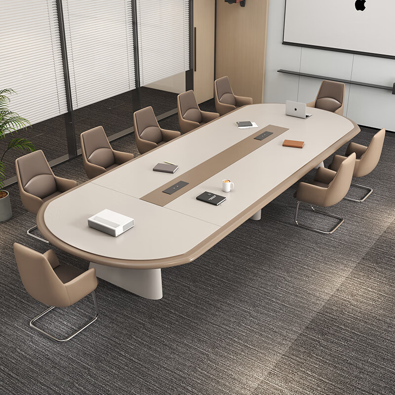 莹兴烤漆会议桌长桌简约现代开会桌椭圆形洽谈桌长方形会议室桌椅组合