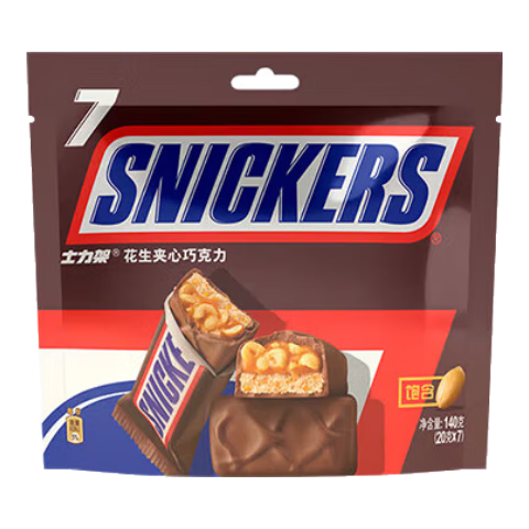 士力架中秋礼盒夹心巧克力散装出游休闲零食生日礼物节日能量棒送女友 士力架20g*7条袋装140g