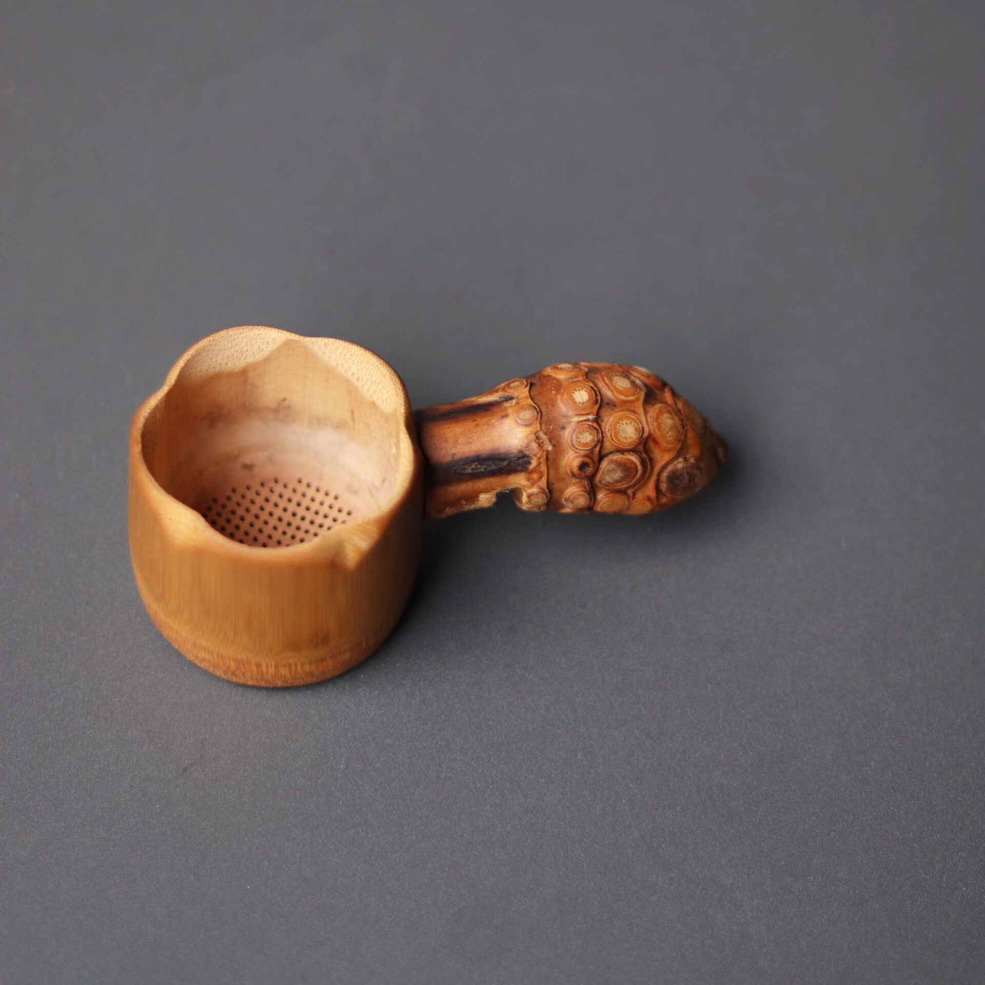 品茶客苦竹根茶漏 中式茶桌濾茶器茶具配件竹制工藝品 圖片色