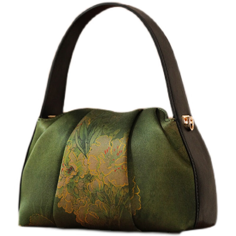 天煦中国风复古女包非遗桑蚕丝香云纱手拎包中年妈妈包斜挎小包旗袍包 绿色-桑蚕丝香云纱-送礼品袋