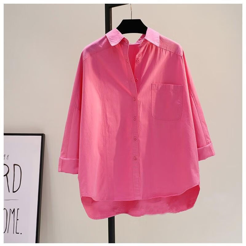 poolo mebrdon 保罗蒙巴登100纯棉长袖衬衫女2024年春夏新款单口袋