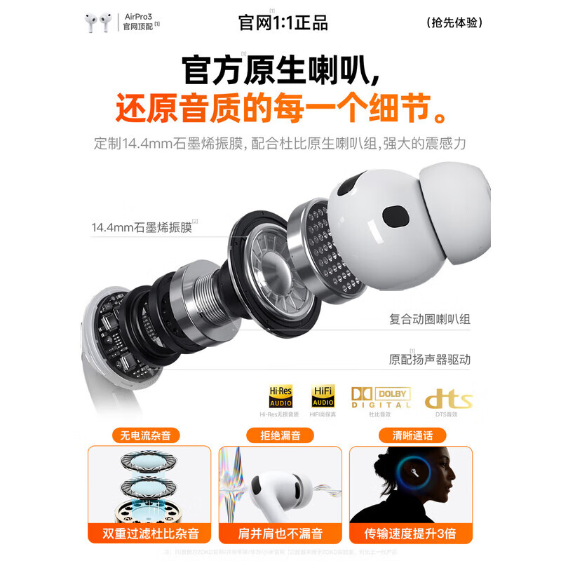华强北爆款【直营正品丨新ANC降噪AirPro3代】蓝牙耳机真无线适配苹果2025款airpods3半入耳式iPhone17/16/15 【Pro3纯原版】1:1全功能体验 ANC主动降噪+测心率血氧+空间音频