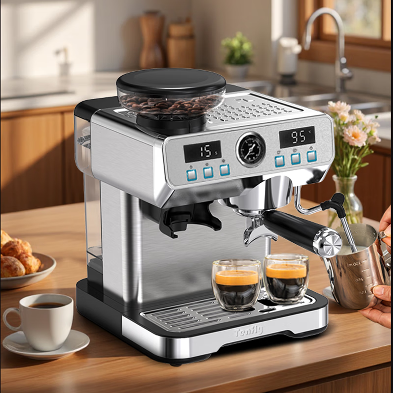 Tenfly添美家冷萃咖啡机冷热双萃研磨一体机意式家用小型半自动泄压蒸汽 黑马冷热双萃研磨一体+大师玩咖套装