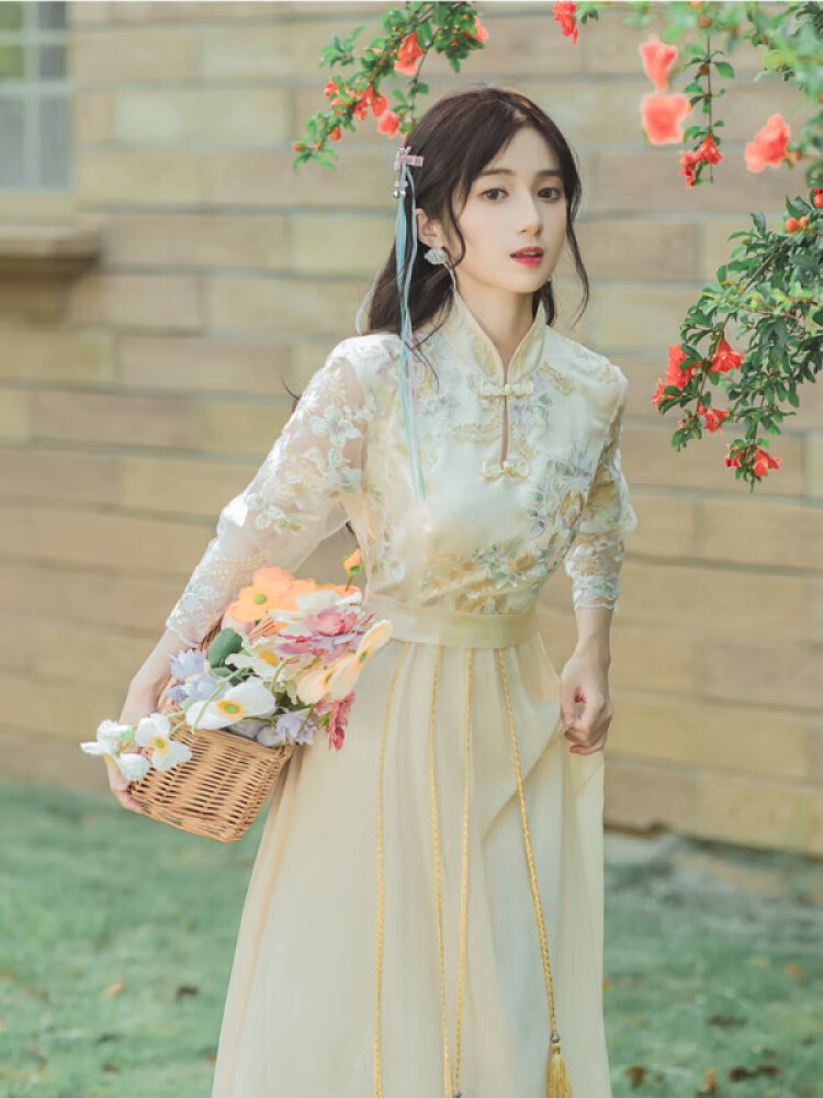 保罗蒙巴登国风汉服女复古汉元素连衣裙古装超仙改良气质仙气长裙女夏