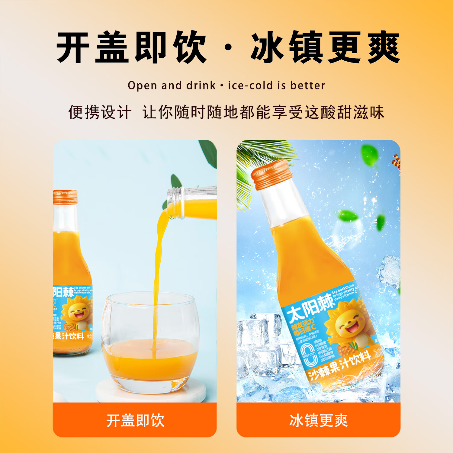 沙漠之花果蔬汁内蒙沙棘饮料235ml/瓶聚会访友富含VC健康饮品礼品礼盒装 235ml*6瓶*2箱 -配料干净 营养健康