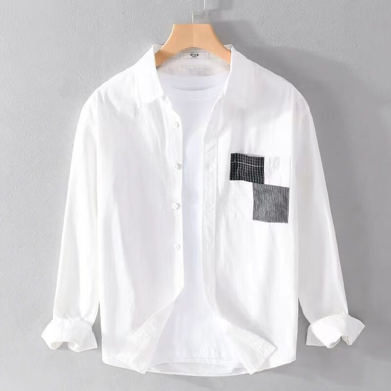 男生秋天穿的衬衫秋港风新款中学生衬衫薄款外穿衬衫男衣服男学生