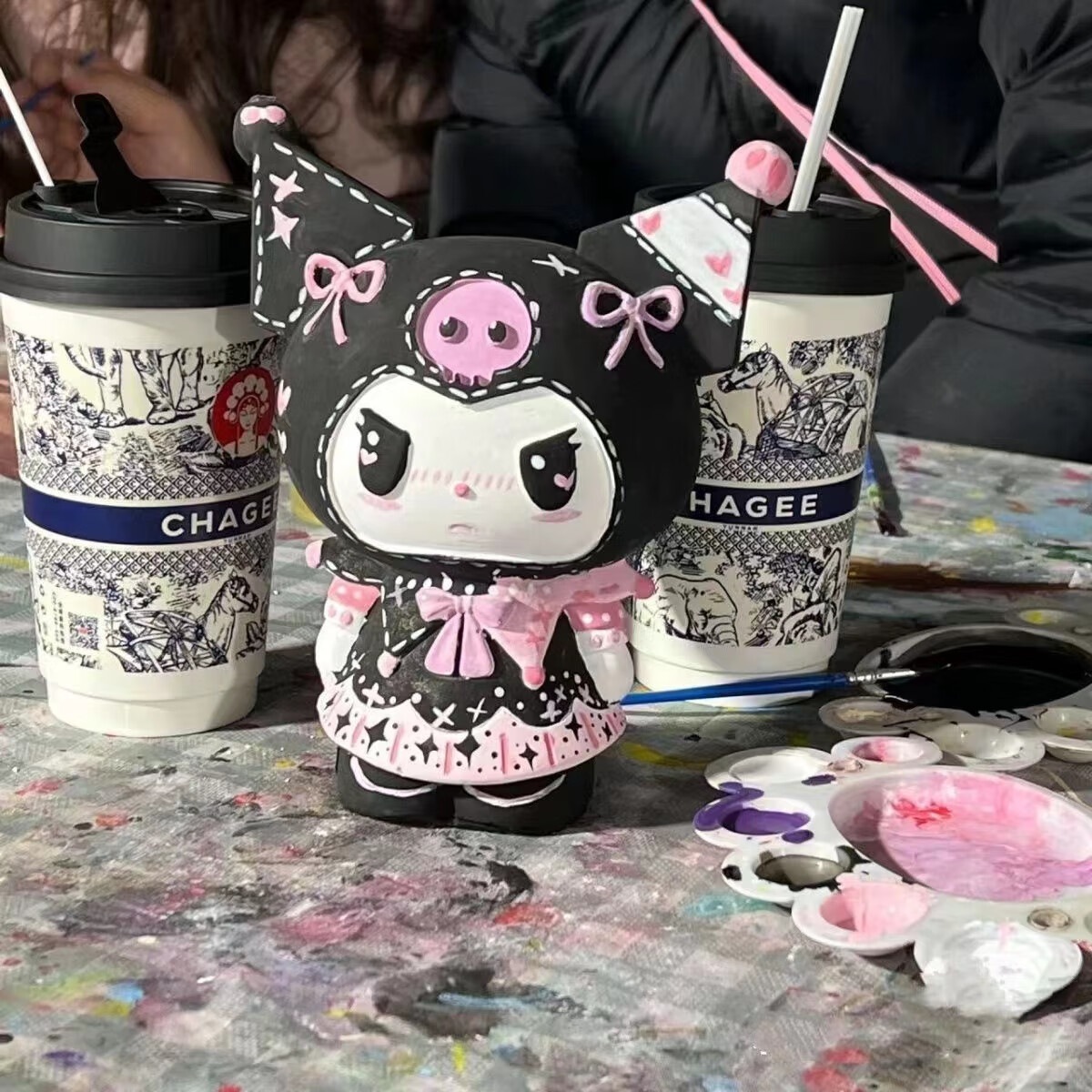 儿童手工diy白模彩绘绘画玩具礼物白胚 3个7cm库洛米白模3d 1套颜料