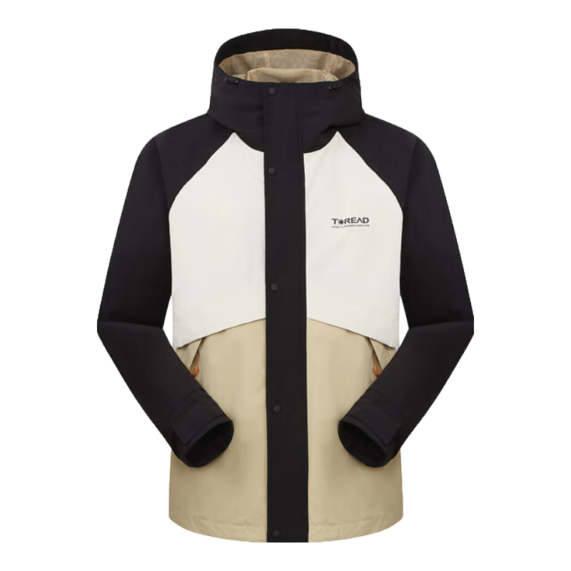 探路者（TOREAD）软壳衣男防泼水夹克外套户外运动弹力防风防水徒步登山服线下同款 米色\黑色 XL