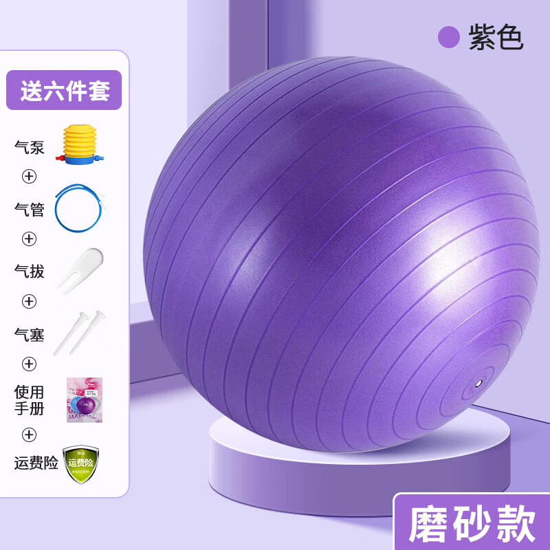 斯寶茨瑜伽球普拉提球健身球pvc加厚孕婦助產(chǎn)大龍球兒童感統(tǒng)訓(xùn)練平衡球 紫色瑜伽球【氣塞+氣拔+充 55cm  光面款【600g】