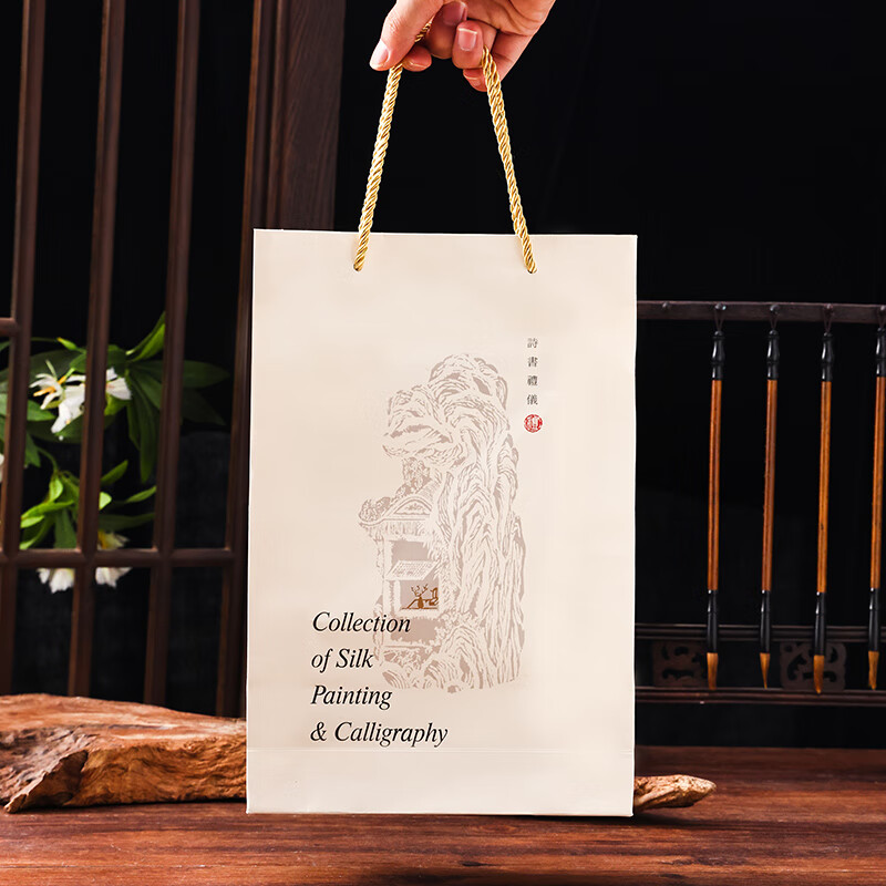 伟龙中国特色礼物送老外丝绸画卷轴挂画出国礼品送外国人礼物祝寿摆件 丝绸书-道德经