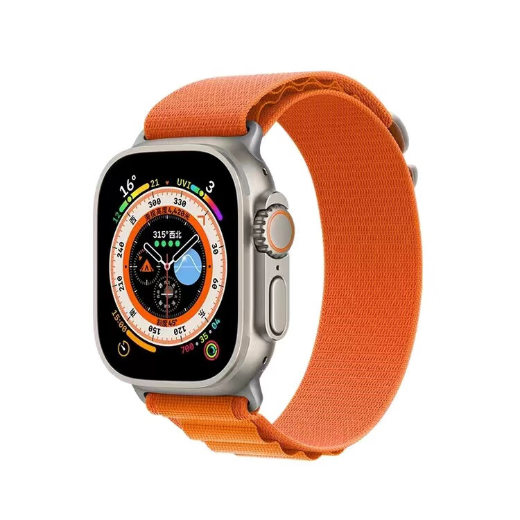 达诺尔 苹果applewatch ultra智能手表运动智能手表腕带编制耐磨表腕带通用尼龙高山回环腕带 高山尼龙【iwatch ultra通用】编织橙色