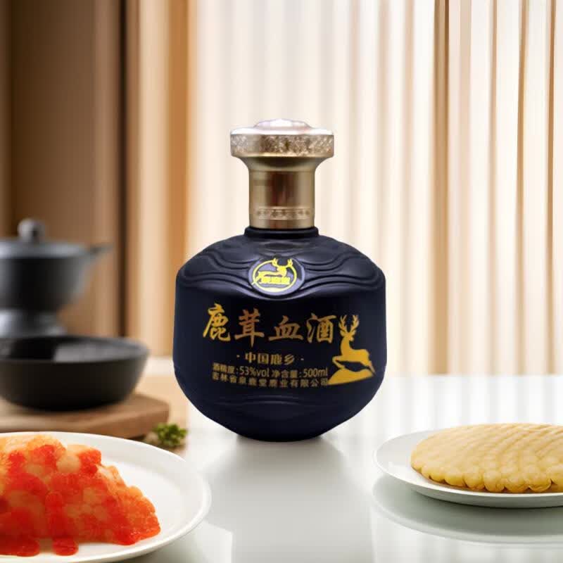 泉鹿堂五福鹿梅花鹿鹿血酒鹿茸鹿鞭鹿筋鹿尾巴男性养生药酒送领导礼物 五福鹿酒 500ml*5瓶 鹿茸血，鹿鞭，鹿心，鹿尾，鹿筋