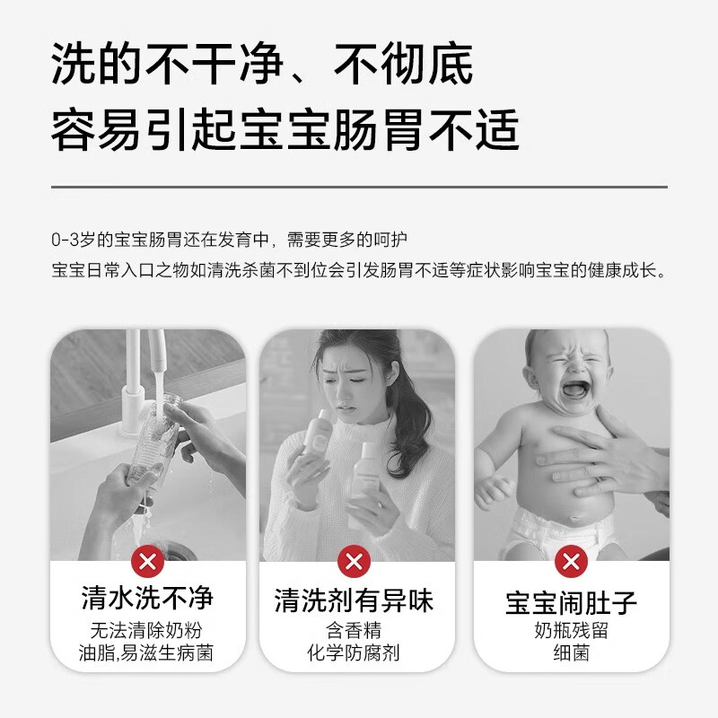 小白鲸小白鲸宝宝奶瓶清洁剂婴儿专用餐具果蔬清洗剂清洗液蔬菜洗涤剂 奶瓶清洗剂*1