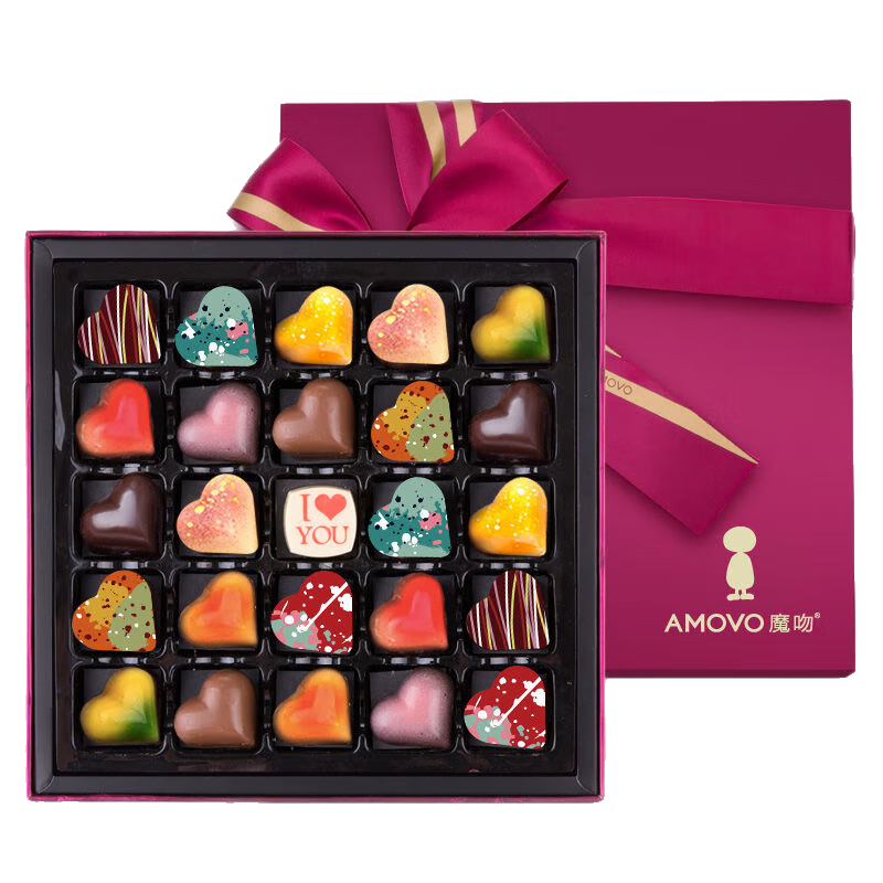 魔吻（AMOVO）手工巧克力禮盒裝女友創(chuàng)意生日限定情人節(jié)禮物 心之華彩