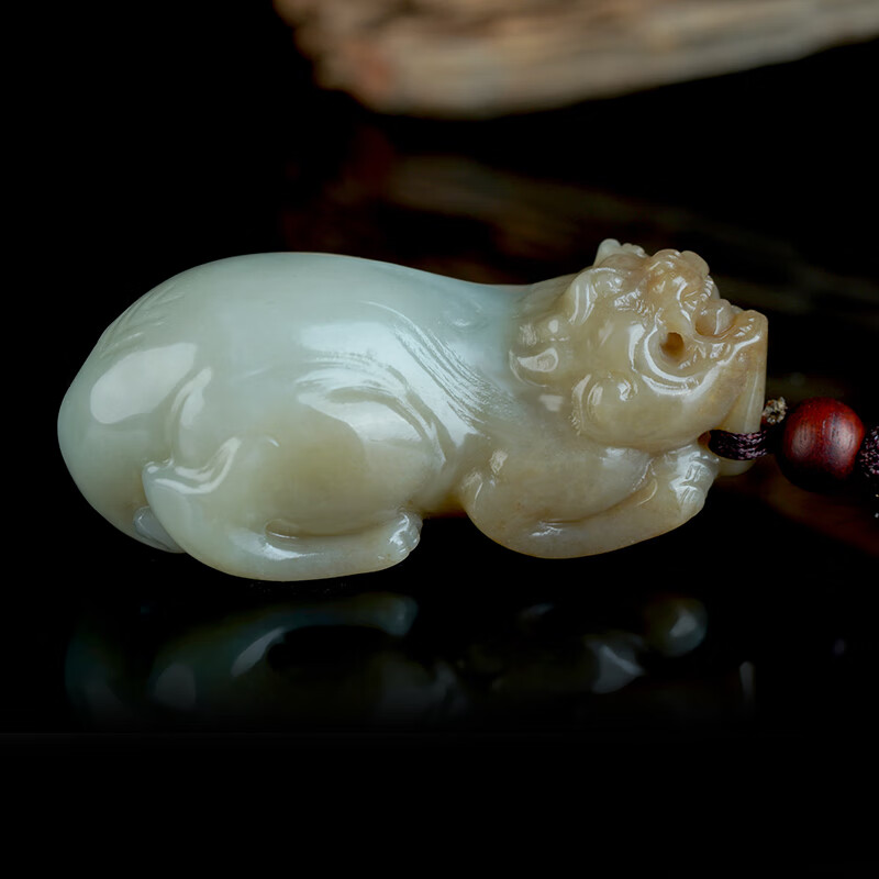 展缘新疆和田玉糖白玉貔貅吊坠男女款玉石玉坠山料手把件立体雕刻手玩