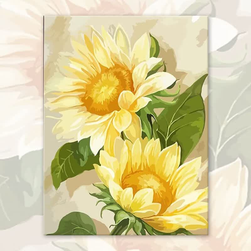 美岸(meian)向日葵太阳花数字油画diy填充涂色手工绘治愈花卉丙烯油彩