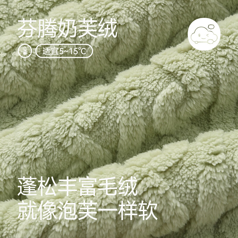 芬腾珊瑚绒睡衣女秋冬加厚保暖加绒休闲大码宽松可爱套头家居服套装 草绿 L 建议110-125斤