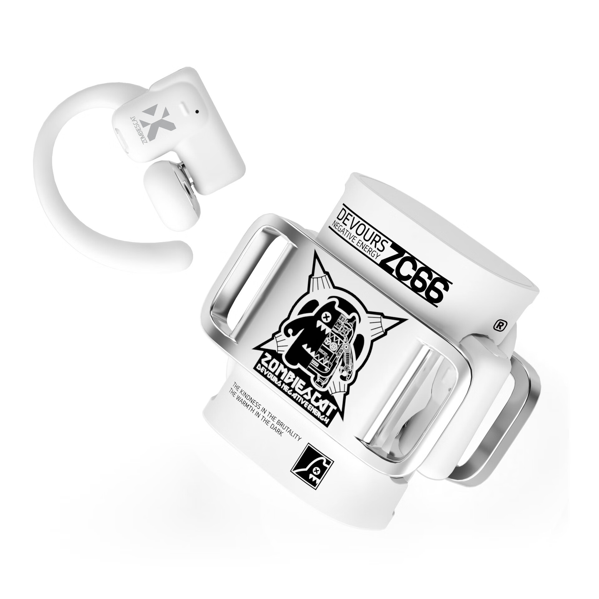 魔鬼猫B9骨传导蓝牙耳机无线挂耳式高降噪游戏运动跑步入耳式新款 电金白