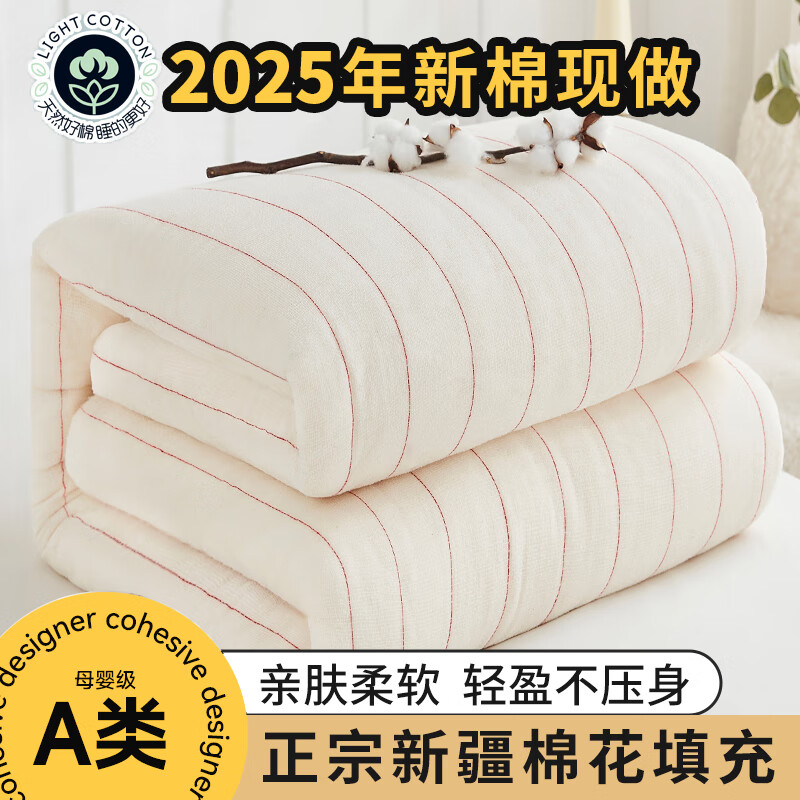 多忆绵眠（duoyimianmian）新疆石河子百优百棉业一级长绒棉被棉花被芯棉絮床垫褥子保暖冬被 新疆长绒棉被8斤 180*200cm