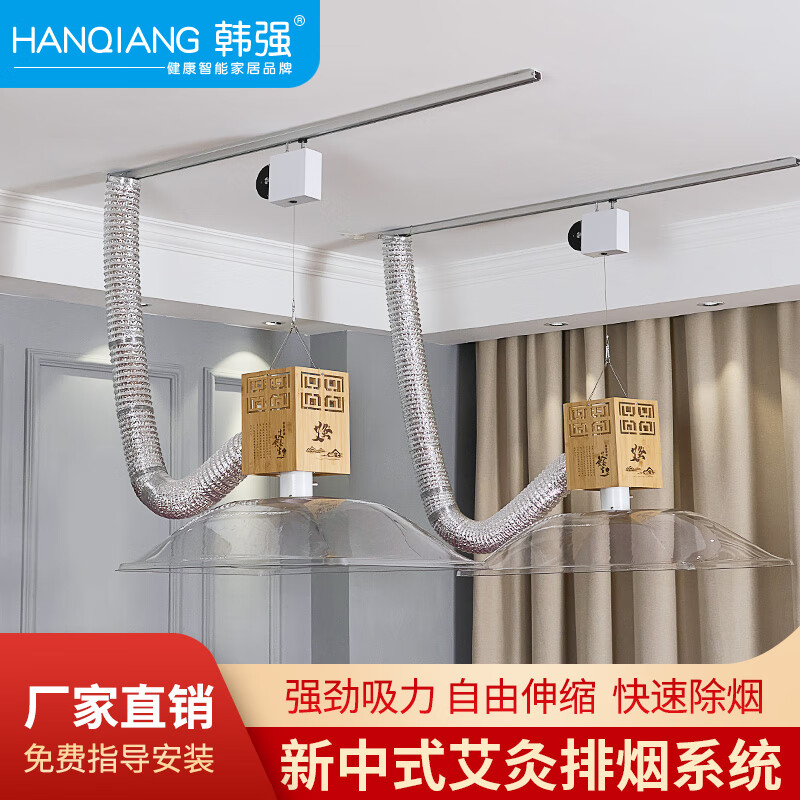 韓強艾灸館外排煙系統(tǒng)養(yǎng)生館大吸力外排煙機艾灸煙霧凈化排煙管道 一床（64*44）150P風機套餐